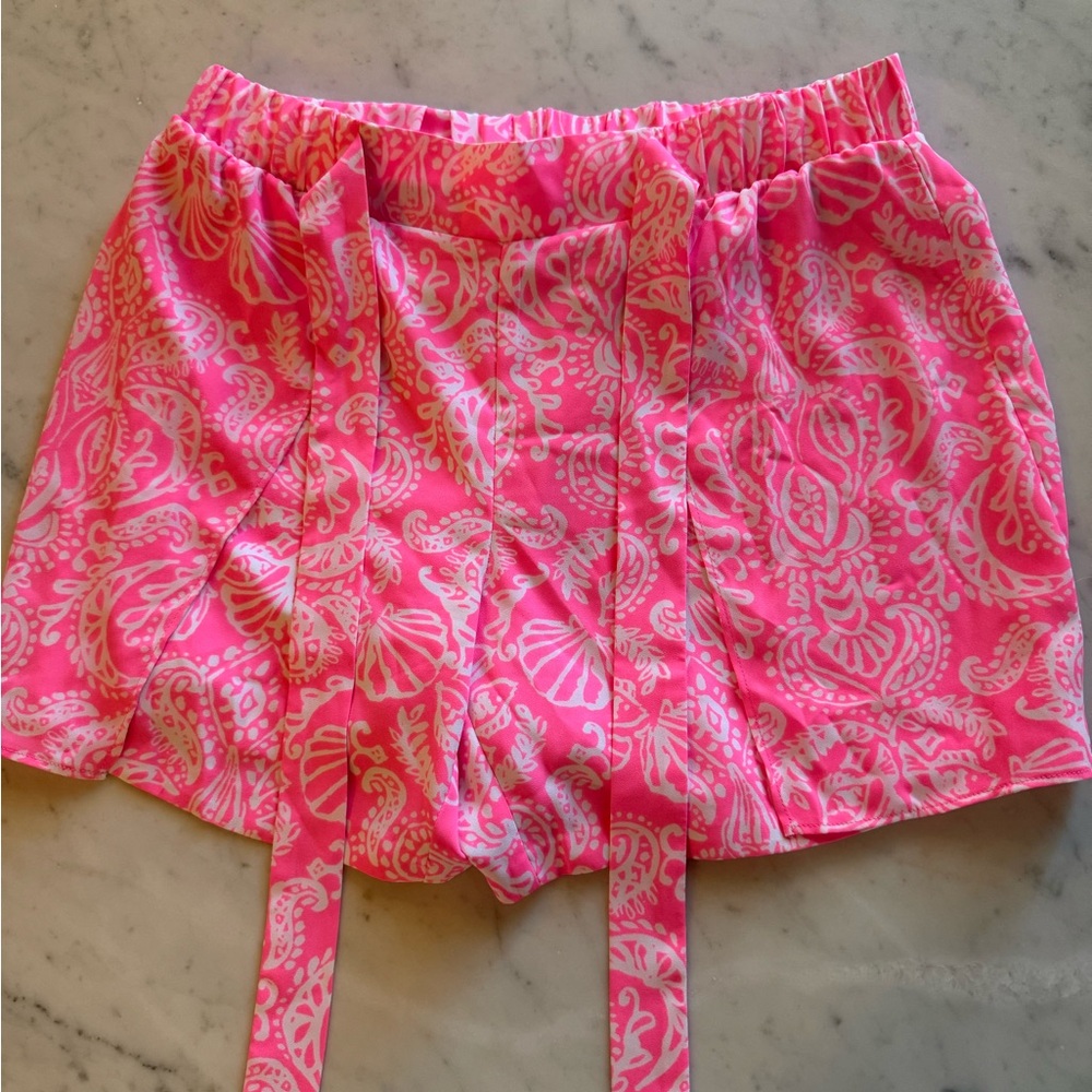 NWT Women’s Lilly Pulitzer Mylee Tie Front Shorts in Havana Pink in Size 4